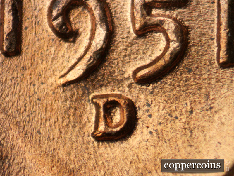 Die-stage C marker on 1951D•1MM•058 (1951 Repunched Mint Mark).
