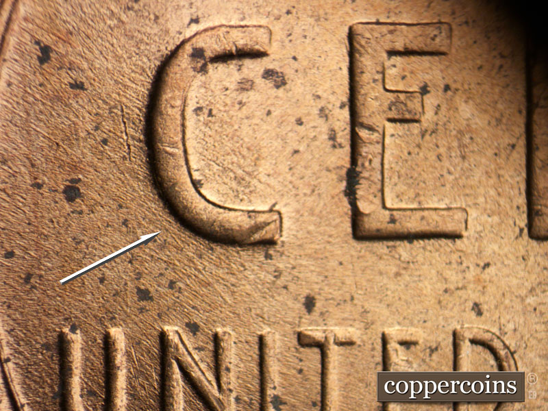 Die-stage C marker on 1951D•1MM•058 (1951 Repunched Mint Mark).