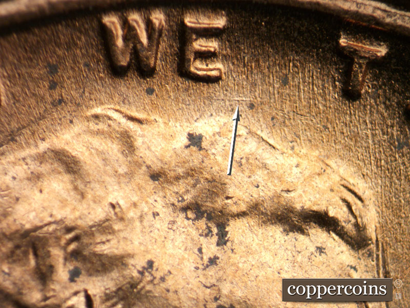 Die-stage B marker on 1951D•1MM•059 (1951 Repunched Mint Mark).