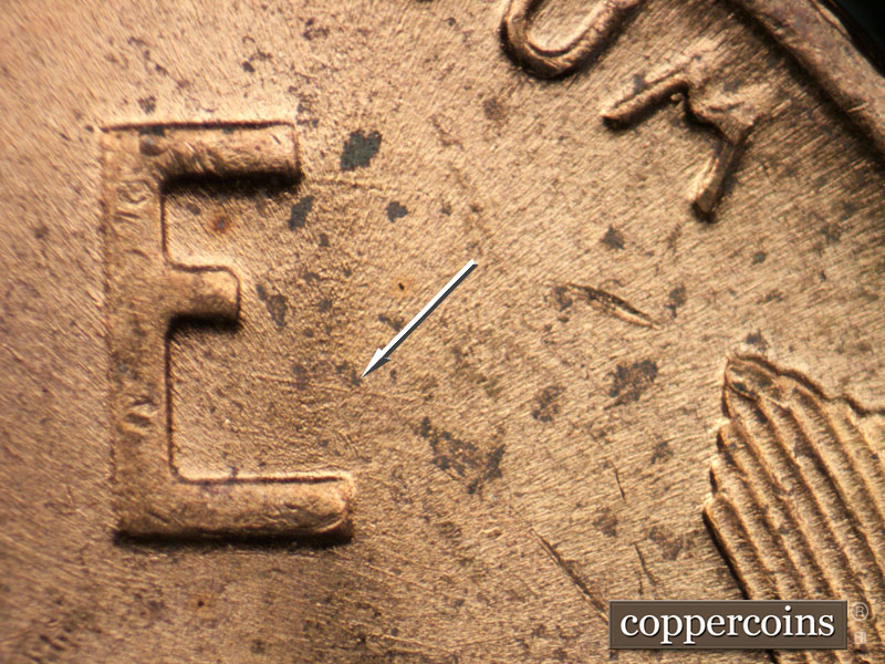 Die-stage B marker on 1951D•1MM•059 (1951 Repunched Mint Mark).