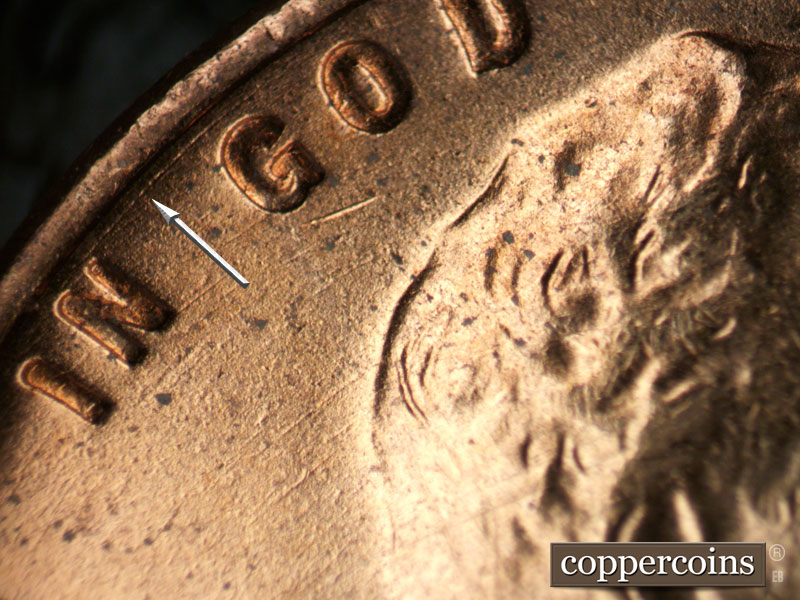 Die-stage B marker on 1951D•1MM•060 (1951 Repunched Mint Mark).