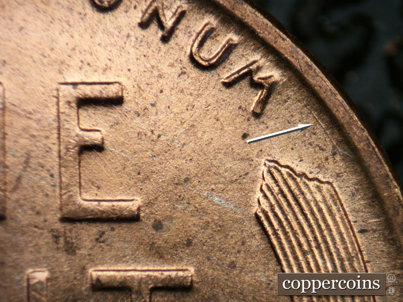 Die-stage B marker on 1951D•1MM•060 (1951 Repunched Mint Mark).