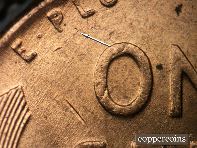 Die-stage B marker on 1951D•1MM•064 (1951 Repunched Mint Mark).