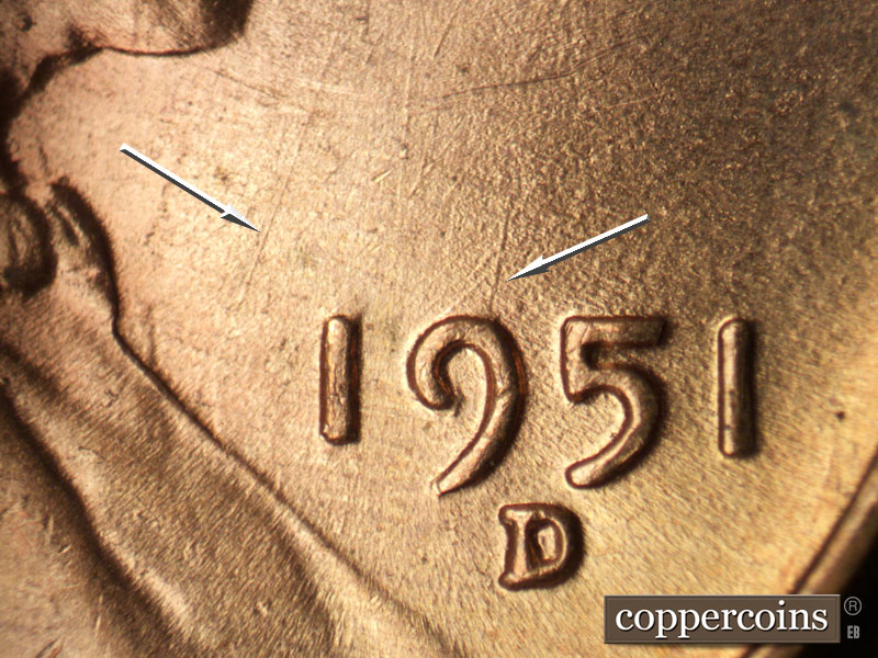 Die-stage B marker on 1951D•1MM•066 (1951 Repunched Mint Mark).
