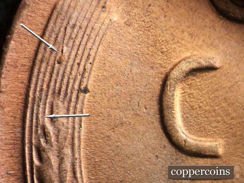 Die-stage B marker on 1951D•1MM•068 (1951 Repunched Mint Mark).