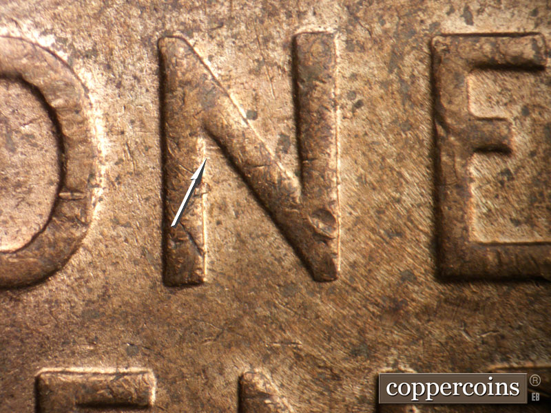 Die-stage B marker on 1951D•1MM•070 (1951 Repunched Mint Mark).