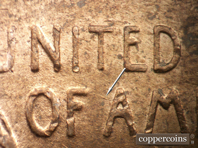 Die-stage B marker on 1951D•1MM•070 (1951 Repunched Mint Mark).