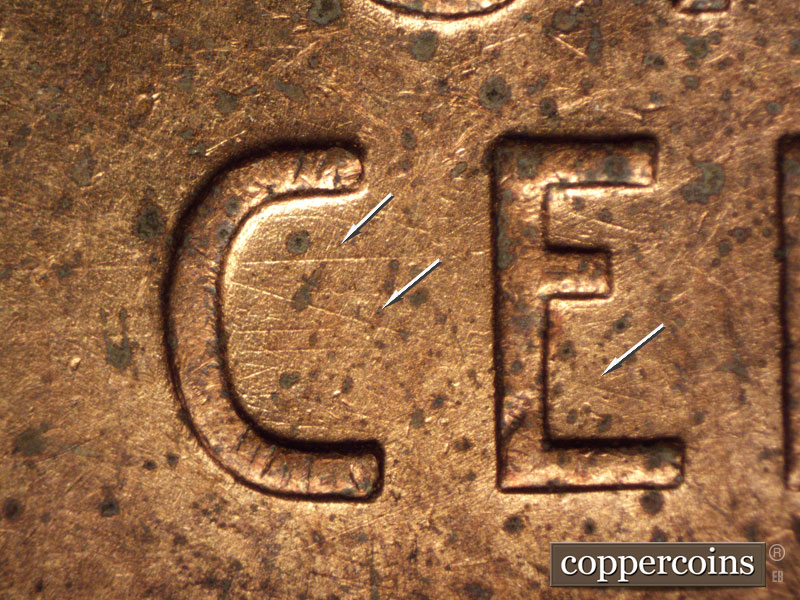 Die-stage A marker on 1951D•1OM•002 (1951 Over Mint Mark).