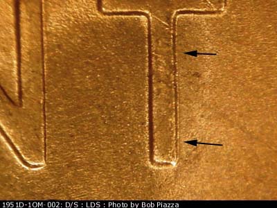 Die-stage C marker on 1951D•1OM•002 (1951 Over Mint Mark).