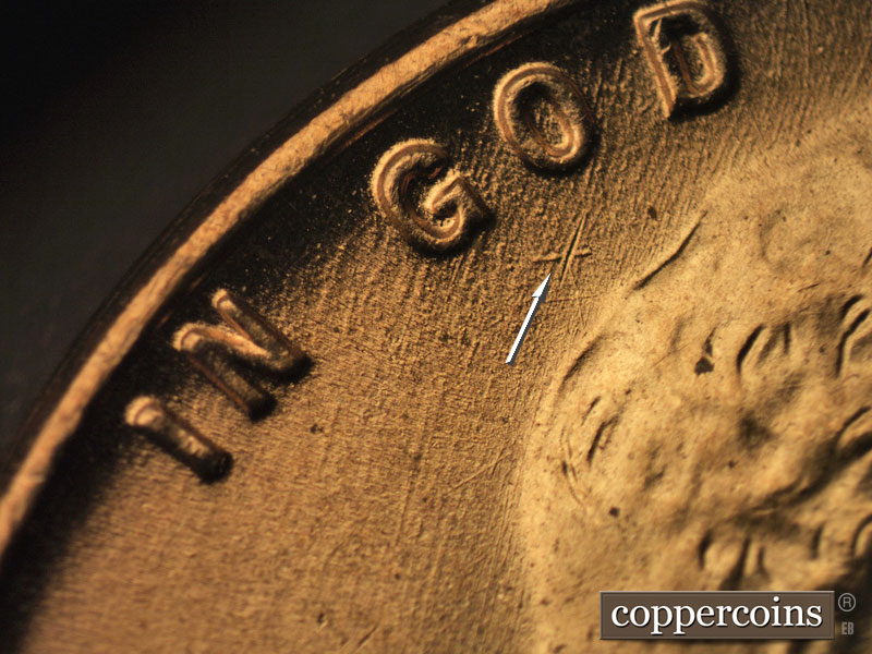 Die-stage B marker on 1951D•1OM•003 (1951 Over Mint Mark).