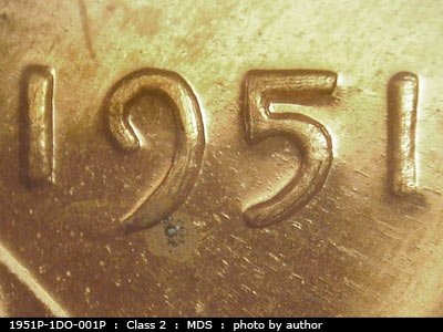 1951 Lincoln cent obverse proof, CopperCoins die 1951P•1DO•001P.