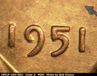 1951 Lincoln cent obverse, CopperCoins die 1951P•1DO•002.