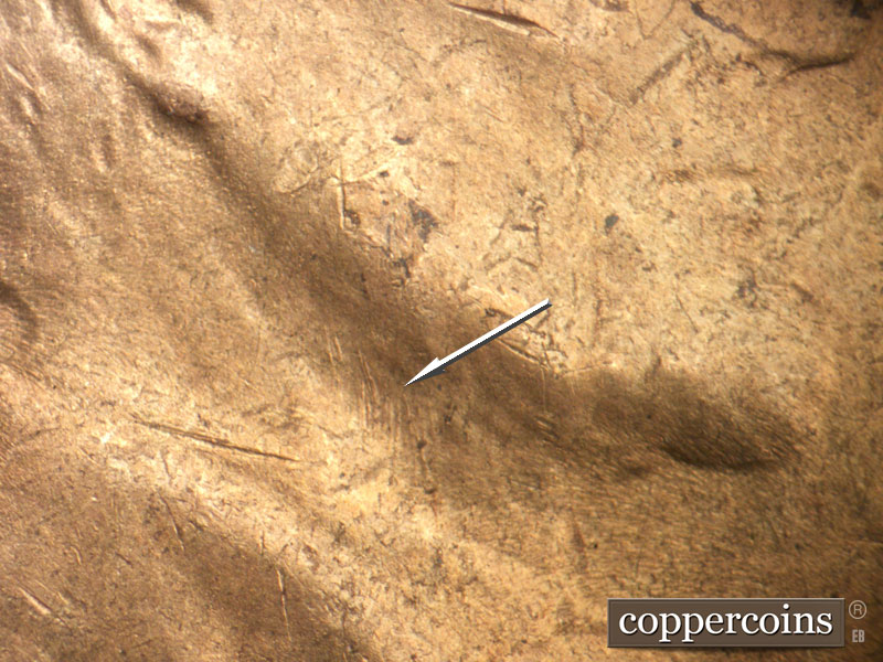 Die-stage B marker on 1951S•1MM•001 (1951 Repunched Mint Mark).