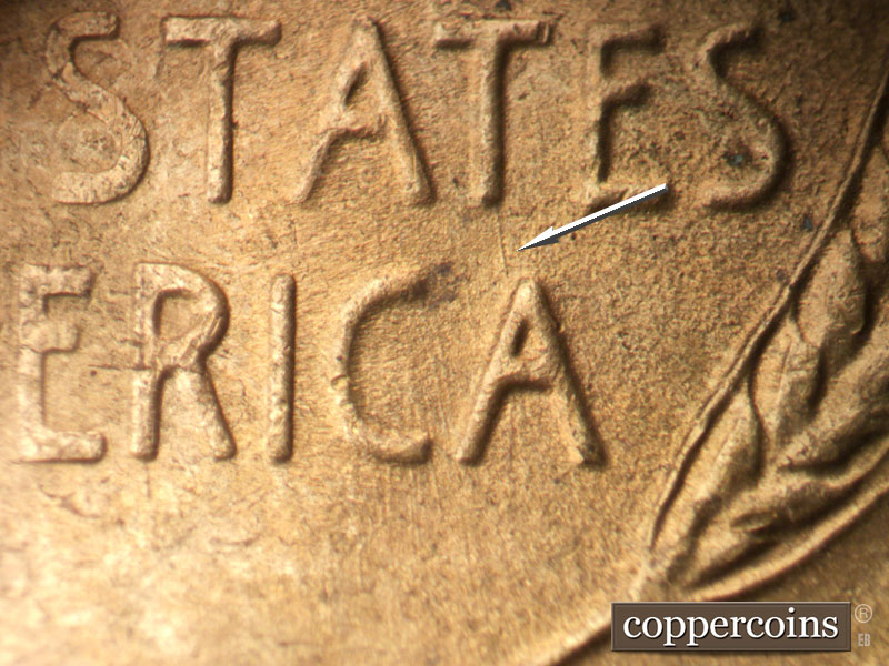 Die-stage B marker on 1951S•1MM•001 (1951 Repunched Mint Mark).