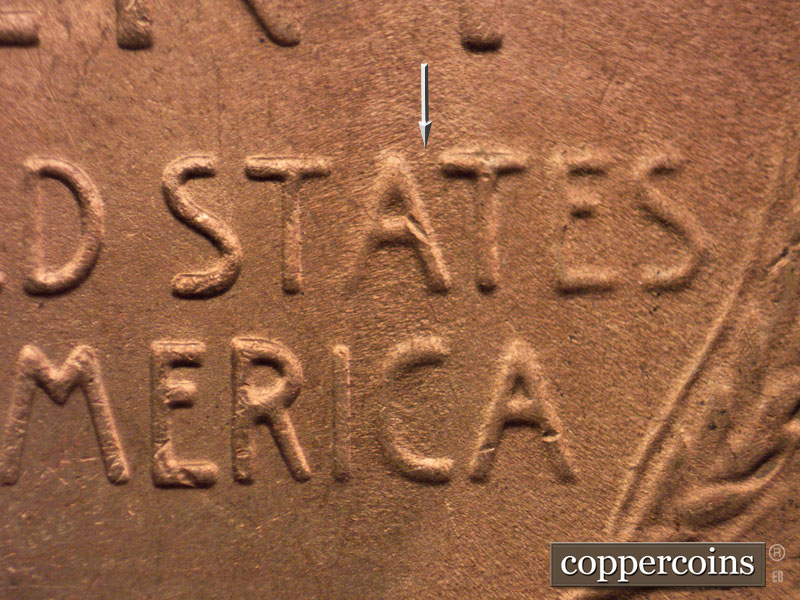 Die-stage C marker on 1951S•1MM•001 (1951 Repunched Mint Mark).