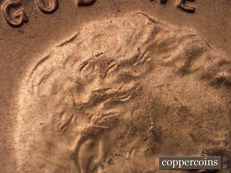 Die-stage B marker on 1951S•1MM•006 (1951 Repunched Mint Mark).
