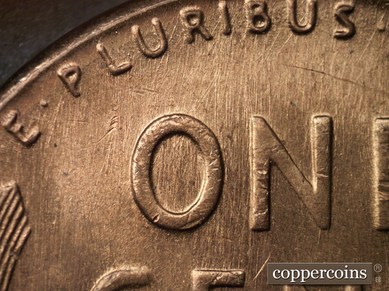 Die-stage C marker on 1951S•1MM•010 (1951 Repunched Mint Mark).