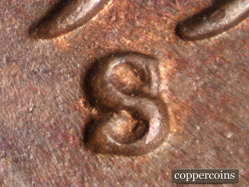 Die-stage C marker on 1951S•1MM•013 (1951 Repunched Mint Mark).