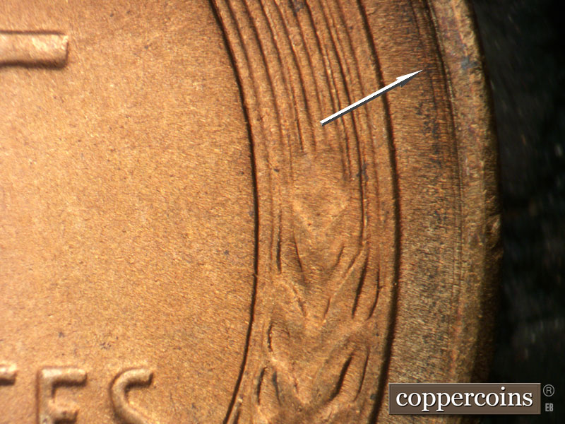 Die-stage B marker on 1951S•1MM•018 (1951 Repunched Mint Mark).