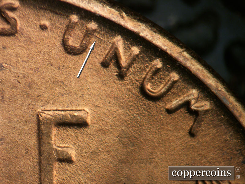 Die-stage C marker on 1951S•1MM•018 (1951 Repunched Mint Mark).