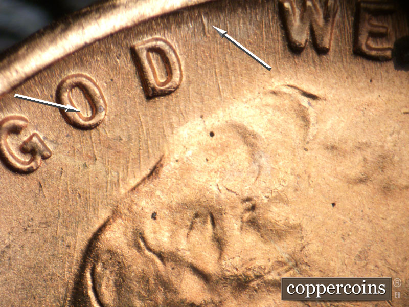 Die-stage B marker on 1951S•1MM•019 (1951 Repunched Mint Mark).