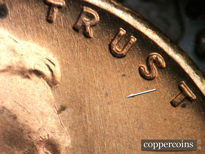 Die-stage B marker on 1951S•1MM•019 (1951 Repunched Mint Mark).