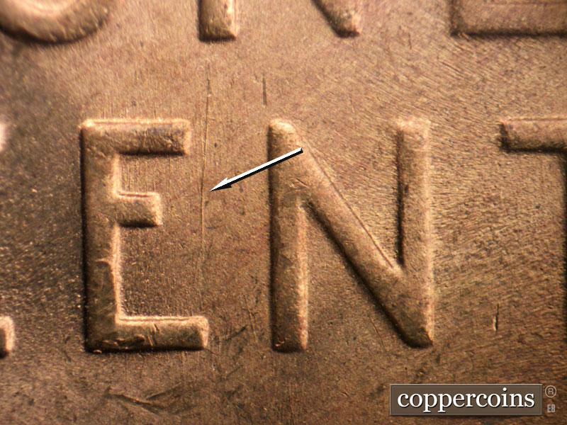 Die-stage C marker on 1951S•1MM•020 (1951 Repunched Mint Mark).