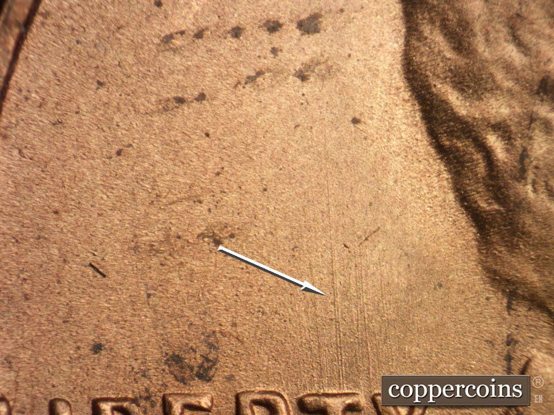 Die-stage B marker on 1951S•1MM•021 (1951 Repunched Mint Mark).