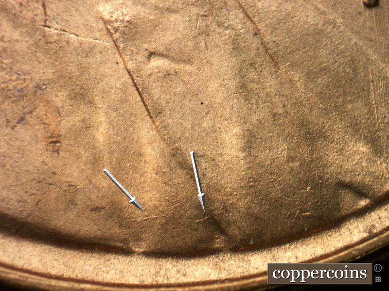 Die-stage B marker on 1951S•1MM•022 (1951 Repunched Mint Mark).