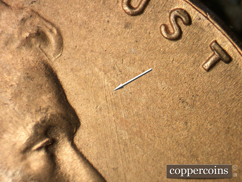 Die-stage B marker on 1951S•1MM•022 (1951 Repunched Mint Mark).