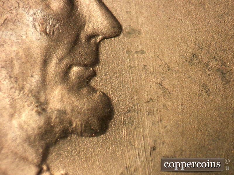 Die-stage B marker on 1951S•1MM•022 (1951 Repunched Mint Mark).