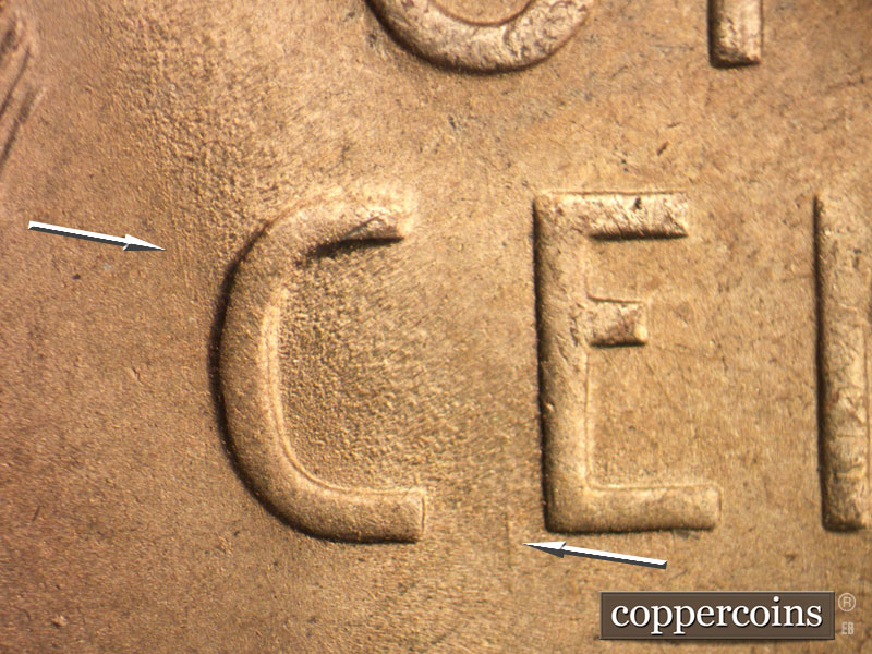 Die-stage B marker on 1951S•1MM•022 (1951 Repunched Mint Mark).