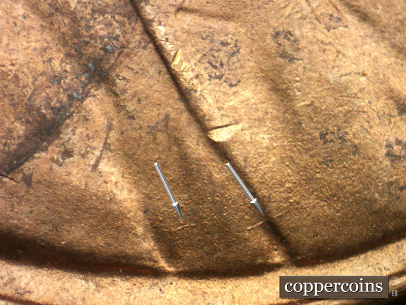Die-stage C marker on 1951S•1MM•022 (1951 Repunched Mint Mark).
