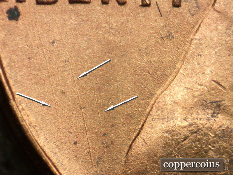 Die-stage B marker on 1951S•1MM•023 (1951 Repunched Mint Mark).