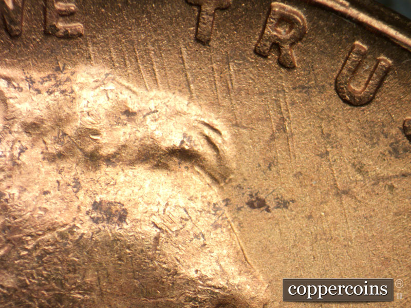Die-stage B marker on 1951S•1MM•023 (1951 Repunched Mint Mark).