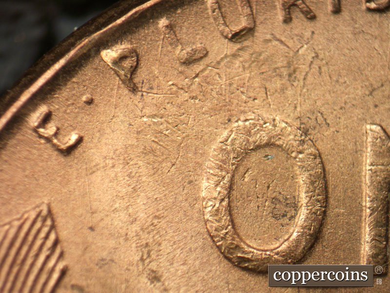 Die-stage B marker on 1951S•1MM•023 (1951 Repunched Mint Mark).