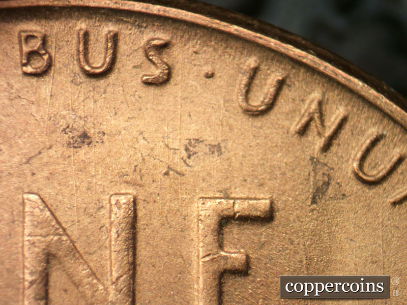Die-stage B marker on 1951S•1MM•023 (1951 Repunched Mint Mark).