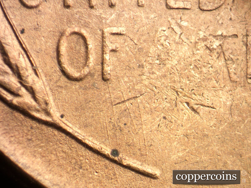 Die-stage B marker on 1951S•1MM•023 (1951 Repunched Mint Mark).