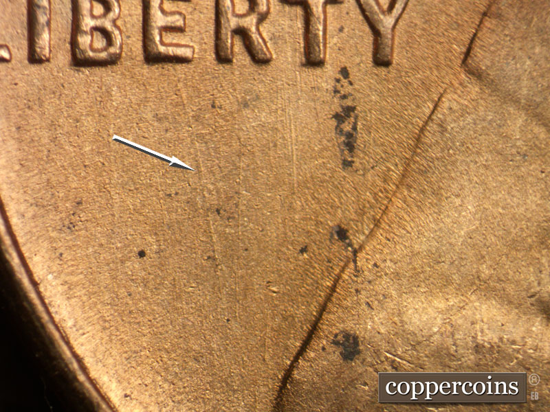 Die-stage B marker on 1951S•1MM•024 (1951 Repunched Mint Mark).
