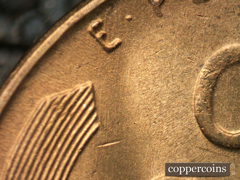 Die-stage B marker on 1951S•1MM•024 (1951 Repunched Mint Mark).