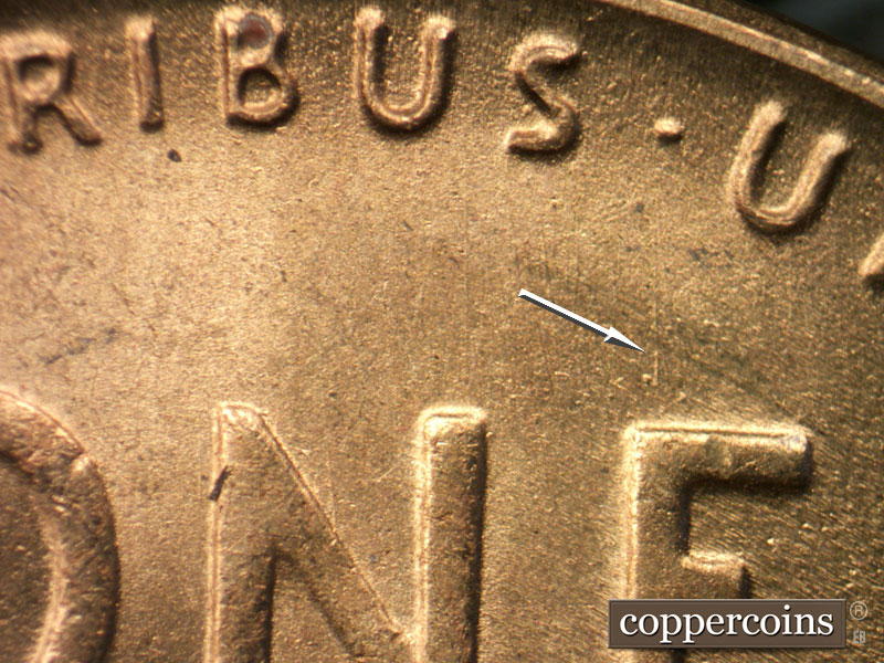 Die-stage B marker on 1951S•1MM•024 (1951 Repunched Mint Mark).