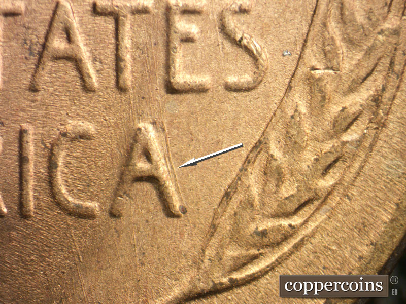 Die-stage B marker on 1951S•1MM•024 (1951 Repunched Mint Mark).