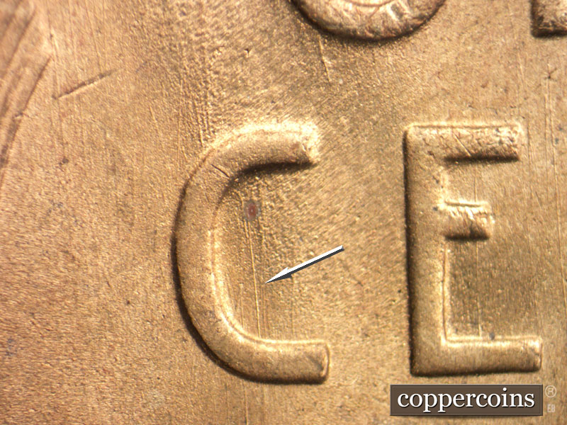 Die-stage B marker on 1951S•1MM•024 (1951 Repunched Mint Mark).