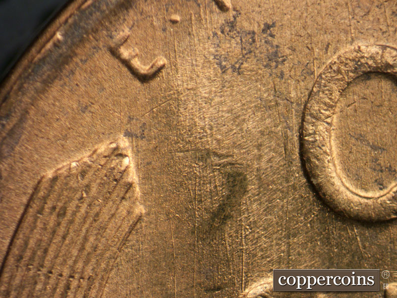 Die-stage B marker on 1951S•1MM•025 (1951 Repunched Mint Mark).