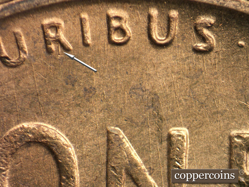 Die-stage B marker on 1951S•1MM•025 (1951 Repunched Mint Mark).