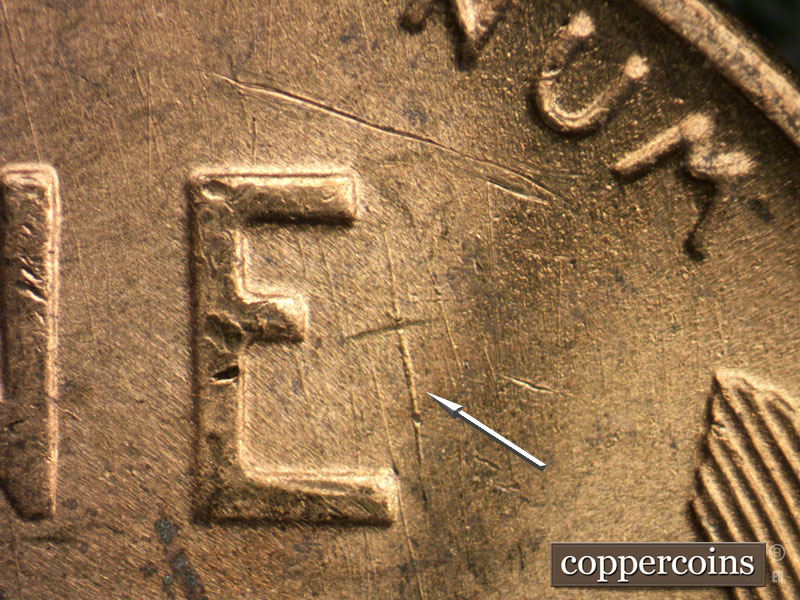 Die-stage B marker on 1951S•1MM•025 (1951 Repunched Mint Mark).