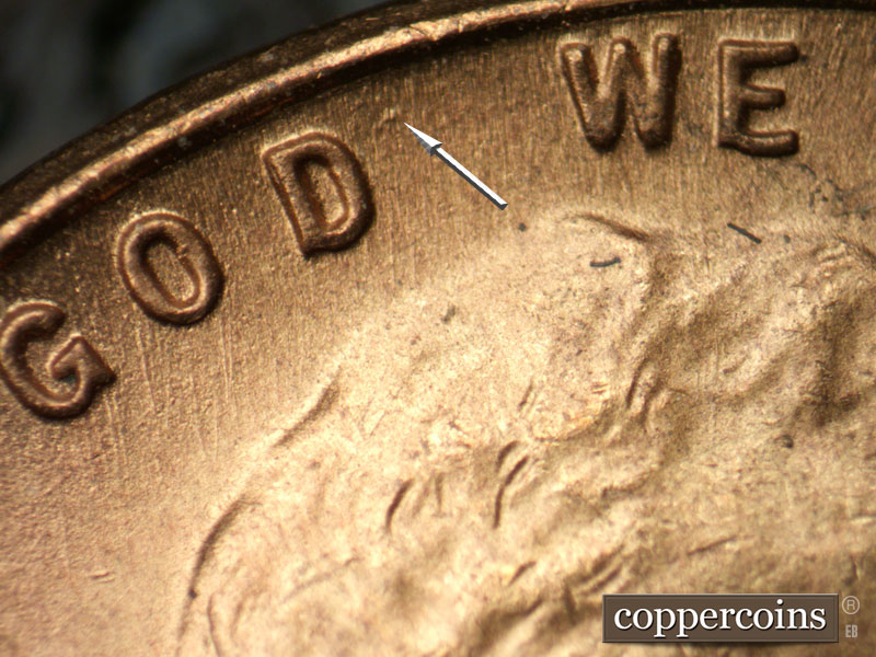 Die-stage B marker on 1951S•1MM•026 (1951 Repunched Mint Mark).