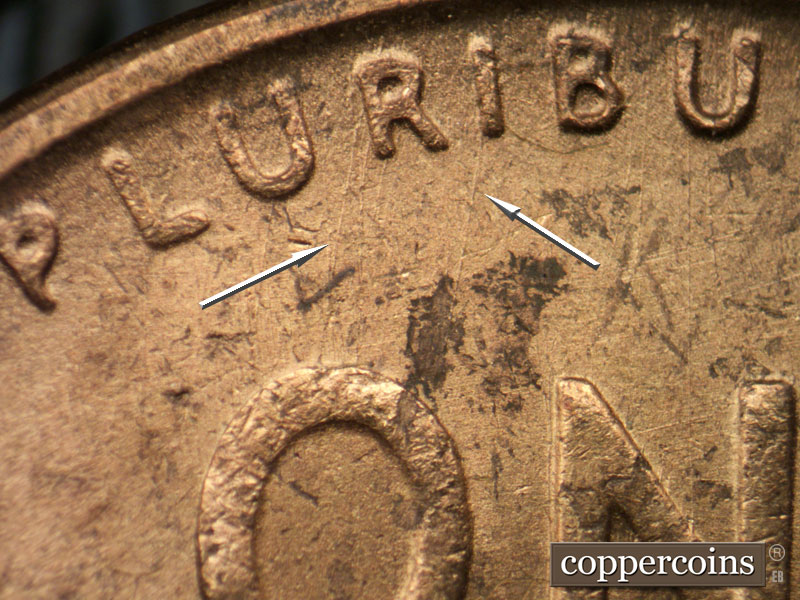Die-stage B marker on 1951S•1MM•026 (1951 Repunched Mint Mark).