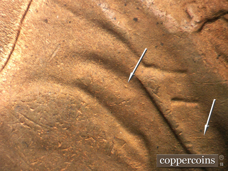 Die-stage B marker on 1951S•1MM•027 (1951 Repunched Mint Mark).