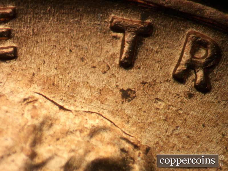 1952 Lincoln cent obverse, CopperCoins die 1952D•1DO•007.
